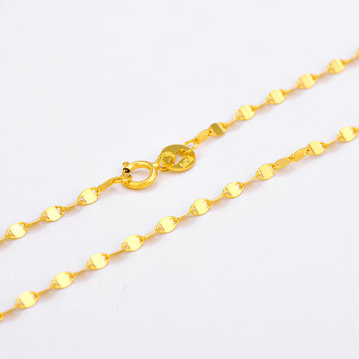 Safir 18K gold necklace yellow k gold versatile tile chain color gold necklace women's plain chain fixed price 40-43cm