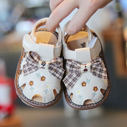 Sweet Miao Miao Baby Sandals Girls Cute Bow Princess Shoes Baotou Baby Shoes Baby Shoes Toddler Shoes Baby Sandals Bow Flowers Off-White Size 18 Inner Length Approximately 125mm