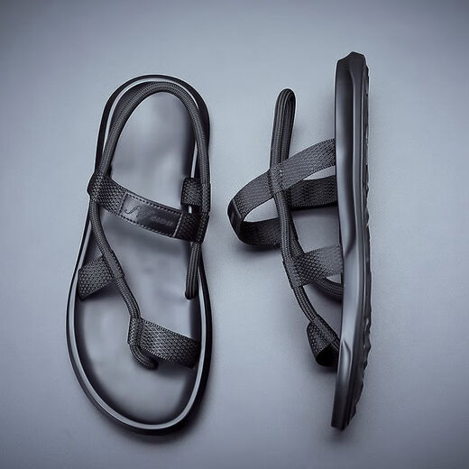 Sandales TTPMER pour la version coréenne masculine de chaussures de plage décontractées sans glissement en forme de semelle douce portant des sandales pour hommes à tendance verte à la mode en plein air Black 9866 Version améliorée 38