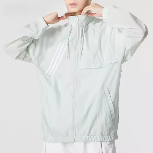 阿迪达斯 （adidas）男款拼色运动教练服梭织F风休闲夹克外套IT3965官方旗舰正品 HN4748浅绿防晒服 M