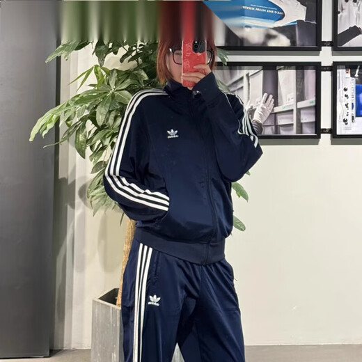 阿迪达斯 （adidas）男女2025夏款经典条纹立领藏青复古夹克外套 IR9893 藏青IR9893  M