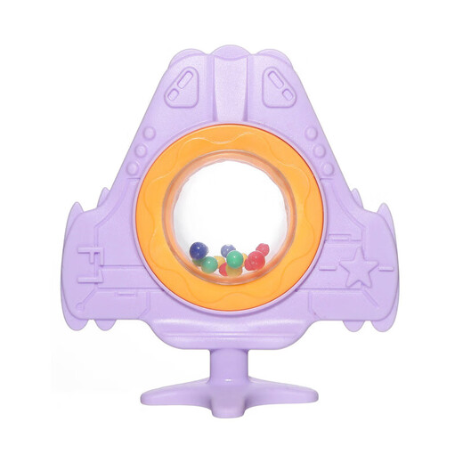 Baby bite molar stick, infant silicone teether, molar teeth fixator, rattle teether, aircraft ring teether, airplane - rattle blue + PP chain anti-fall chain + box