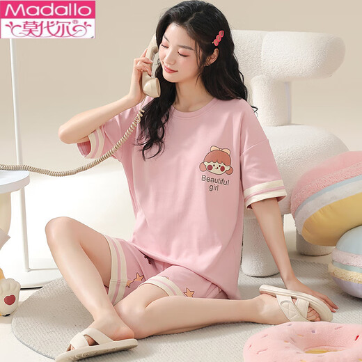 
Modal women's summer pure cotton doll collar short sleeve shorts obese mm extra large size 200 Jin [Jin equals 0.5 kg] Youth can wear pajamas outside K3519# M