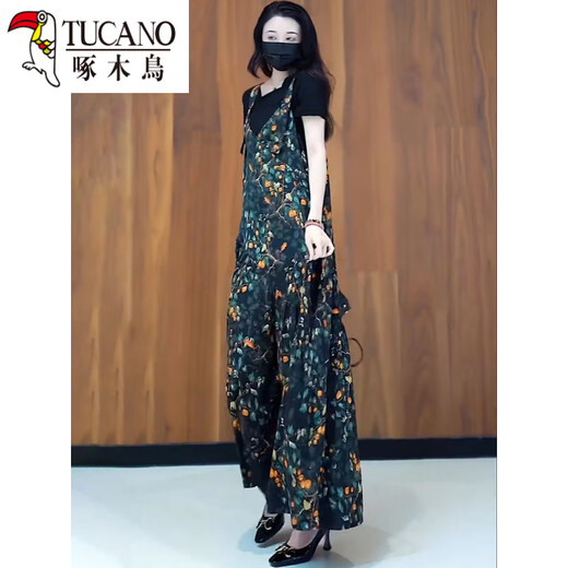 
Woodpecker 2025 summer new loose overalls jumpsuit wide-leg pants plus short-sleeved T-shirt two-piece suit for women overalls + T-shirt M Recommended 101-115Jin [Jin equals 0.5 kg]