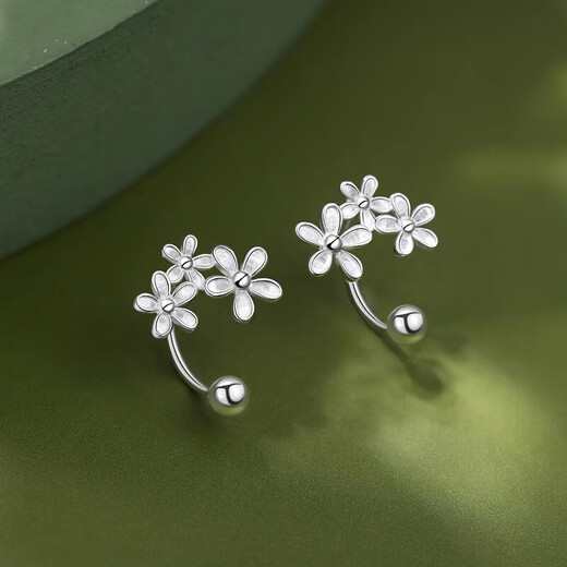 Xinshe 999 Pure Ginkgo Leaf Earrings Women's Earrings Small Pure Silver Spiral Twist Earrings High-end Simple Earrings 999 Pure Silver Flower Earrings Pair