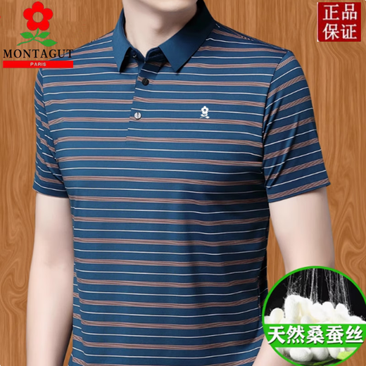 Mengtejiao Sand Silk Men's Short Sleeve T-shirt Lapel 2025 New Summer Daddy Polo Shirt White 9906 M 165 [Suggested 100Jin [Jin equals 0.5 kg]-120Jin [Jin equals 0.5 kg]]