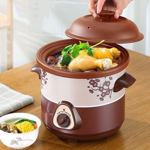 Electric stew pot, steamer, electric cooking pot, stew pot, casserole pot, stew and steam, all-in-one food supplement pot, stew soup cup, electric stew pot, electric casserole pot, soup pot, stew pot, water-proof porridge, multifunctional red porcelain electric stew pot 2.5L