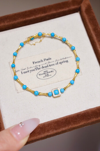 VZZS original mine green pine blue pine bamboo bracelet 18k gold inlaid with versatile temperament elegant white mother-of-pearl beads