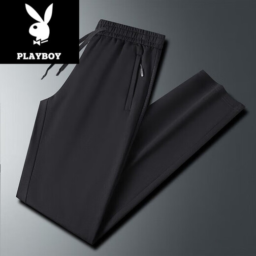 Playboy (Playboy) 2025 Frühlings- und Herbst neue Freizeithose für Männer für Männer lässig lockere trendige dünne, atmungsaktive Hosen für Männer K9226 Schwarzer Körper l Vorschlag-115jin [Jin gleich 0,5 kg]