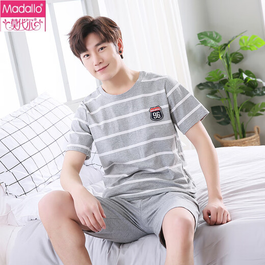 
Modal pure cotton summer thin pajamas for men wear plus size summer home clothes short-sleeved youth Korean style suit 9928# (short-sleeved shorts) XL [120Jin[Jin equals 0.5 kg]-140Jin[Jin equals 0.5 kg]]