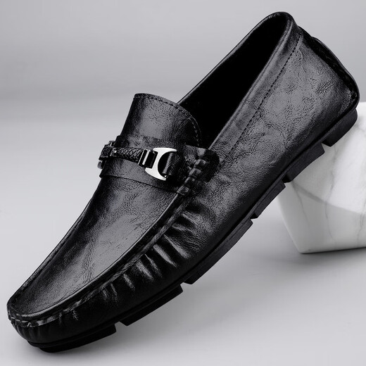 Zapatos de cuero de cuero genuinos zapatos de cuero casuales para hombres zapatos suaves para hombres zapatos de negocios transpirables zapatos de moda para hombres zapatos de cuero británico 9912 negro 38