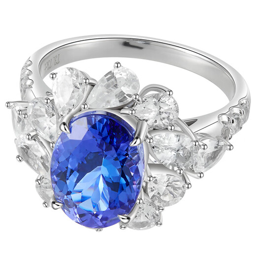 Yicai Meteor Fireworks Natural Gemstone Tanzanite Ring Women's 18K Gold Inlaid Birthday Gift for Girlfriend Boutique 3.76 Carat Size 9-17