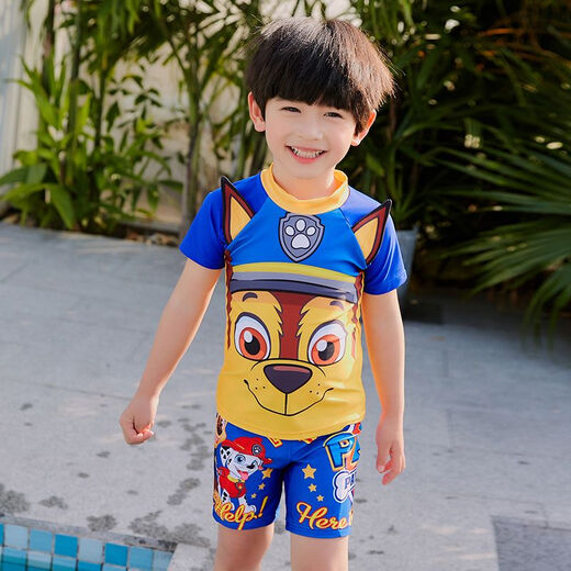 Ultraman Wangwang team children's swimsuit boy swimming trunks 2025 new boy long-sleeved swimsuit swim cap baby boy swimming suit one-piece 9855 XL