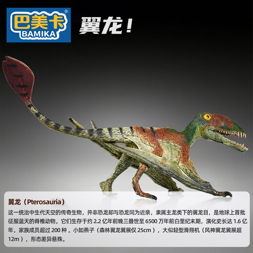 巴美卡翼龙大号实心恐龙收藏模型玩具仿真世界驰龙侏罗纪动物礼物