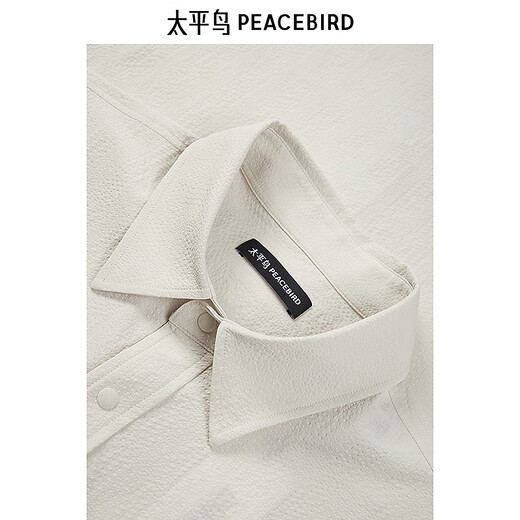 Peacebird Herren -Kleidung [gleicher Stil im Einkaufszentrum] Textured Shirt Summer New Style Outer Shirt Trendy B2CJF2540 Yunwu White 1 m