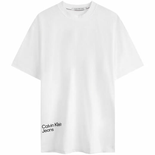 凯文克莱（Calvin Klein）时尚炫彩涂鸦字母印花纯棉短袖T恤男款月光白 YAF-月光白 S