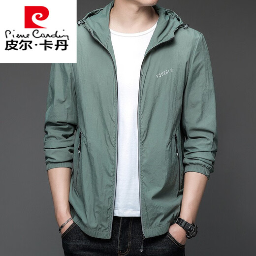 皮尔卡丹（PIERRE CARDIN）防晒衣男士夏季薄款户外冰丝连帽透气防晒服男款夹克外套 N9928 雾蓝 薄款 L 175 120-135斤