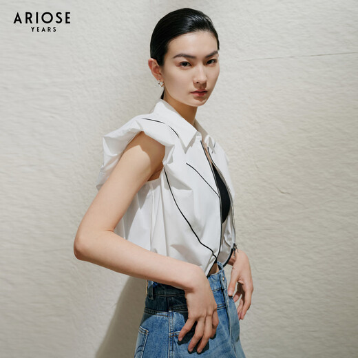 艾诺丝雅诗【商场同款】2025夏季新品撞色造型感运动休闲短外套女40431036 白色 L