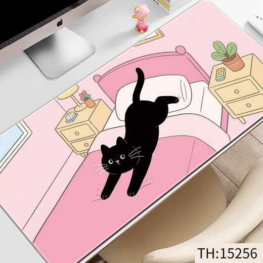 Ruqinlian Schwarzer Katzenmaus-Pad extra große Männer- und Frauen Workstation Office Computer Schreibtisch Pad Customized E-Sporttastatur Pad glatt verdickte Verriegelungsschaltkissen benutzerdefinierte Anti-Schlitten- und Verschleiß-resistente niedliche Cartoon 15259 Kätzchen Fantasy Lang 1000 mmx Breite 500 mmx Dicke 4mm 4mm