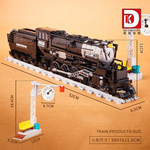 Deke 80014 Dampfstrecke Ornamente für Gebäudebehäuser für Kinderversammlungen Spielzeug kompatibel mit Lego Kaizhi 982229 Fuxing Red Golden Dragon Zug 647