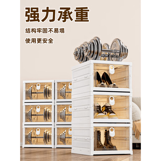 Installation-free thickened shoe box storage box transparent folding all-in-one plastic sneaker cabinet storage space-saving artifact 3-column 6-layer shoe box installation-free and foldable