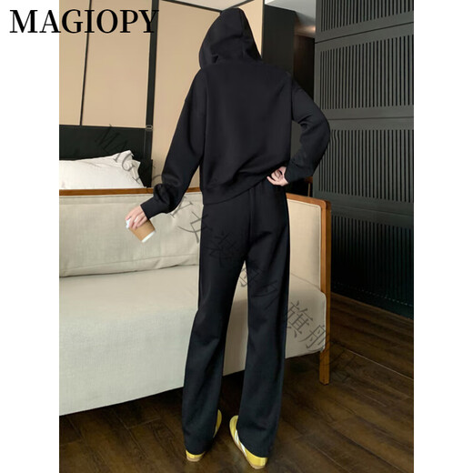 Magiopy International Luxury High-End-Marke Mode modische altersreduzierende Freizeitsportanzug für Frauen 2025 Spring Lose koreanische Version Grüne Kapuzenhellgrün zwei-teiliger S-Set (100 Jin [Jin ist gleich 0,5 kg]))