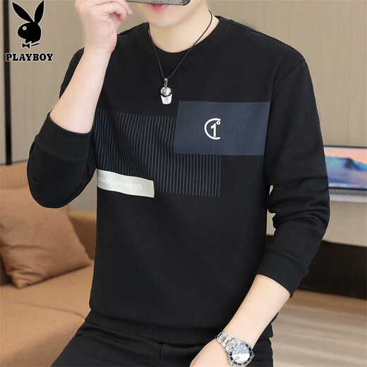 Playboy (PLAYBOY) sweatshirt men's jacket men's long-sleeved T-shirt men's autumn and winter sports and leisure bottoming shirt high-end fashion brand top clothes