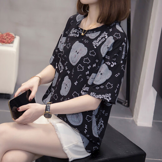 皮尔卡丹2025夏装新款大码纯棉短袖T恤女200斤韩版胖mm显瘦洋气遮肚子上衣 6624绿色 4XL 180-210斤