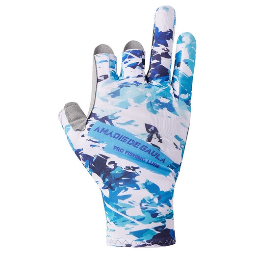 Amadeus Degaola Fishing Gloves Summer Lure Catching Fish Flying Knock Breathable Sunproof Anti-slip Anti-thorn Men's Three Finger CX4530 Blue Gray CX2527 XL