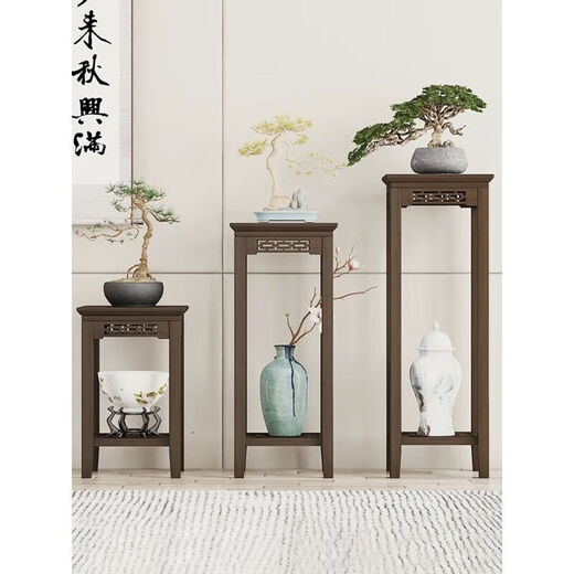 Flower rack simple indoor solid wood flower pot rack living room Chinese antique floor-standing spider rack flower several balcony flower stand 50-high small carved antique flower table