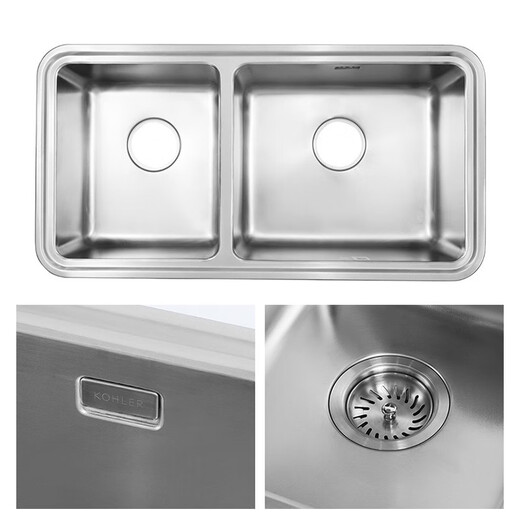 Kohler Kohler Kitchen Sind Sind Защитная столовая и нижняя двойная кухонная бассейн K-38844T-C-NAK-3664T-H-NA K-3664T-H-NA 840 мм.