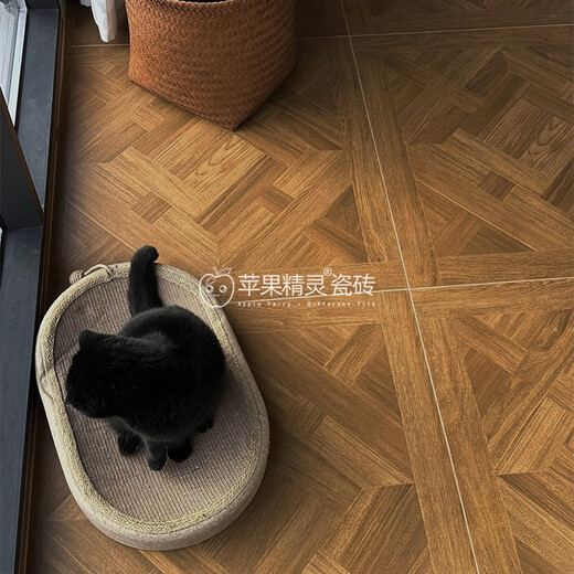 Apple Elf Versailles parquet wood grain brick 600x600 full porcelain white embryo dining room bedroom floor tiles anti-slip imitation solid wood floor 6630 mold X-font style full porcelain 3C Appendix G 600x600