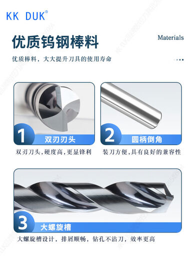KK DUK超硬钨钢定柄钻头黑色欧标外冷3倍径3.0-16.0间隔0.1不锈钢钛合金 15265D16115L3D