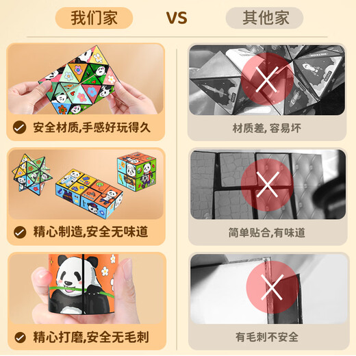 Inkxi-Sorte Infinite Rubik's Cube Kinder dreidimensionales Spielzeugpanda Geometrischer Faltflip Unzip 3D Deformed Building Blocks Variante Rubik's Cube Panda Style [Space + Life]