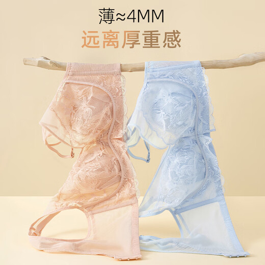 梦特娇梦特娇大胸显小内衣女微甜兔耳杯夏季超薄蕾丝文胸大码性感胸罩女 桃粉色【Montagut正品】 M 【75BCD/推荐90-115斤】
