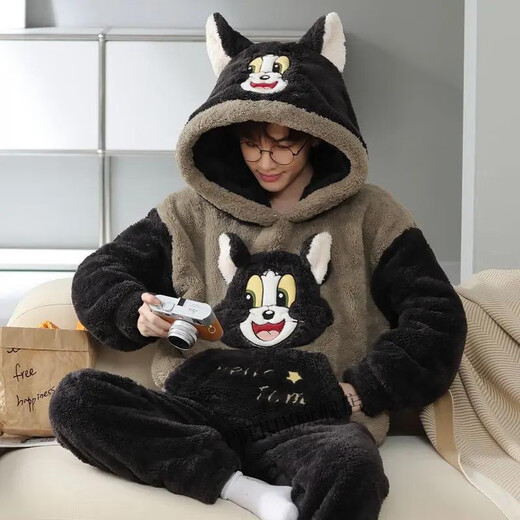 Pwehtm Zuosu Bekleidungsgeschäft Korallen Pyjamas Winter Herbst und Winter verdickter Flanell warmes Cartoon Home Kleidungsstück 9902* Kapuzenset m klein [80-90jin [Jin entspricht 0,5 kg]]