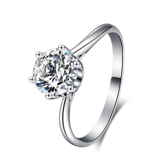 AVHE cultured diamond platinum ring with twisted arm and six claws, please order wedding gift Qixi Festival platinum laboratory diamond ring in stock. Platinum ring + 30 points diamond (D/VVS/3EX/N) No. 9-20 circle (circle number can be noted)