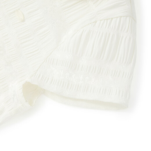 ELLE KIDS children's clothing floral jacquard short-sleeved shirt girls summer new French elegant resort style top pearl white 165 (M)