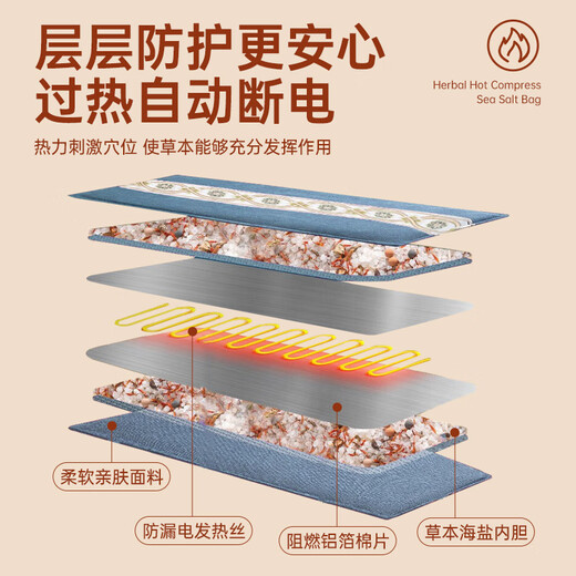 Tongrentang sea salt bag hot compress bag hot compress bag physiotherapy bag electric heating salt bag moxibustion mugwort warm palace belt