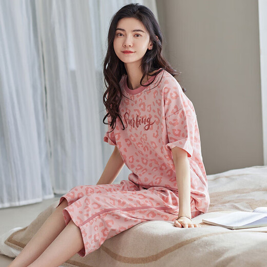 红豆（Hodo）官网【央妈推荐】方舰店旗睡衣女款夏季夏天春秋款纯棉短袖七分裤全棉家居服套装 YZT9853 M 【建议80-95斤穿】