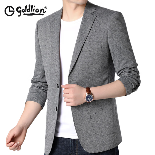 Jinlilai Casual Suit Casual's New Style Single Version Single Coreano Western Corea-Slim Fino Jaqueta delgada Tendencia Insignia Oficial 8076 Gray L 175
