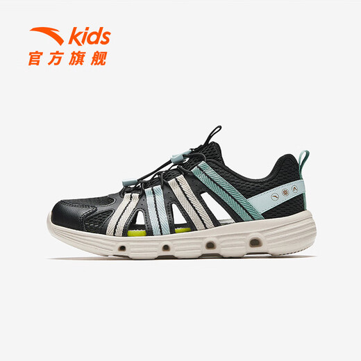 ANTA children's sandals, boys' shoes, 2025 summer new outdoor water and land tracing shoes, toe-toe anti-collision beach shoes, black/ice crystal green-2 33, shoe inner length 20.5cm
