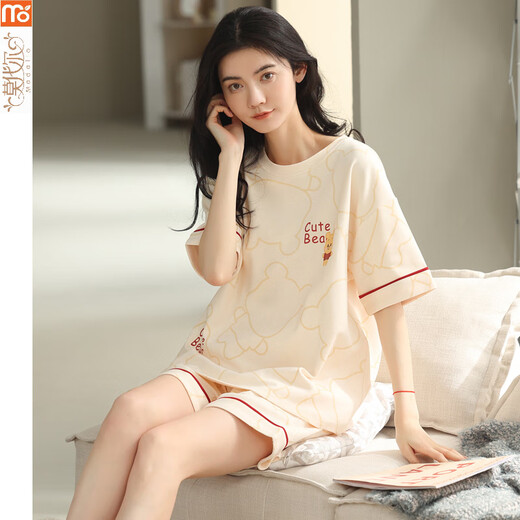 莫代尔睡衣女夏季2025年新款短袖套装全薄款卡通可外穿休闲家居服 Y9856 M
