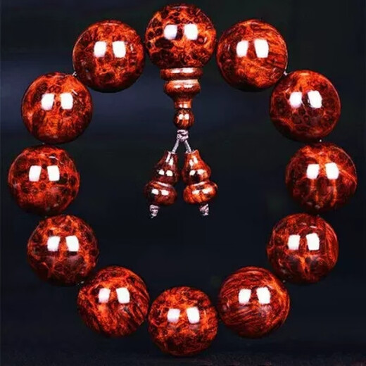 Lei Yumeng authentic Hainan Huanghuali bracelet 20 men's ghost face tumor scars on the eye water wave gall tumor pattern girl old oil wood Buddhist beads collection grade full of tumor scars 20mm 12 pieces