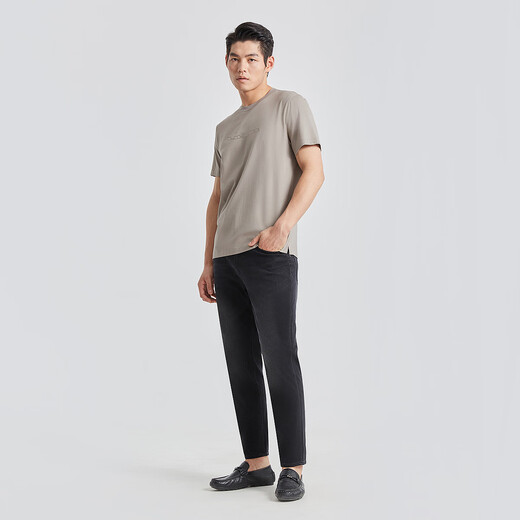 Lilanz cool kurzärmelige T-Shirt-Männer Antibakterielles Eis Silk T-Shirt Männer Sommer 25 neues Logo gedruckt rund Hals kurzes T-Shirt Herrenkleidung Leinen Brown (G5XTX3084Y) 25 Modelle XL 175/92a