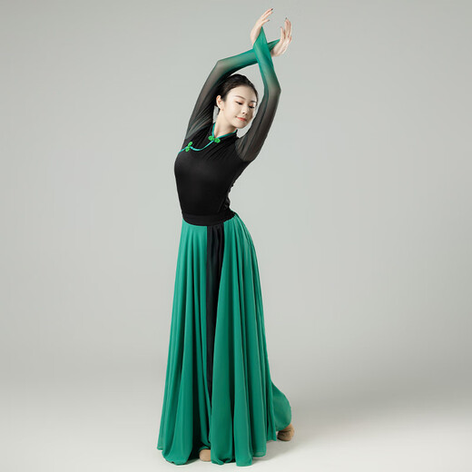 Hawit Mongolian dance costume Mongolian dance performance costume art test large swing skirt ethnic style stage performance costume 5 emerald green skirt 360 skirt single piece M skirt length 90C