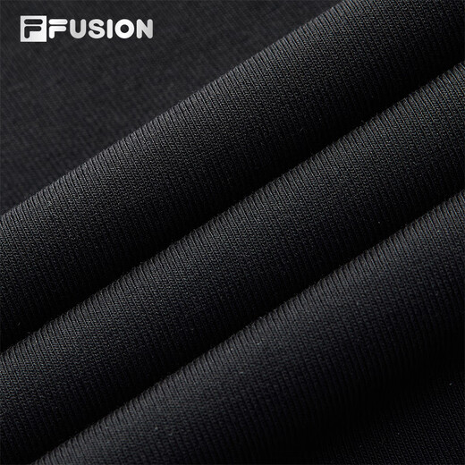 FILA FUSION斐乐潮牌女子针织长袖衫2025秋新款时尚修身半拉链长T 正黑色-BK XS 155/76A/XS