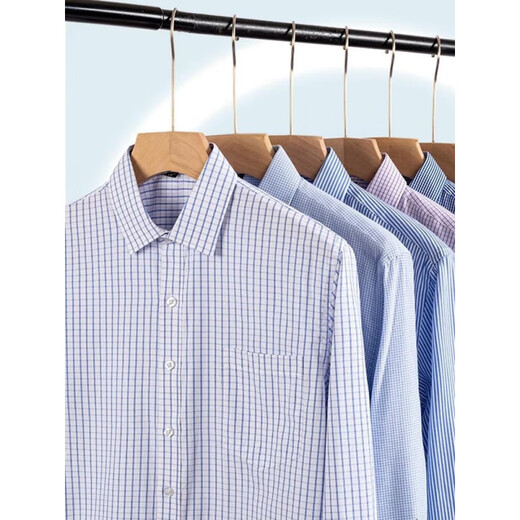 Store oficial de Yager Camisa oficial de manga larga para hombres 2025 Nuevo algodón de algodón puro Iron Free Free Middle-Eding Casual de alta gama Ropa formal Fining 6629 41 (sugerido 148-155Jin [Jin es igual a 0,5 kg])