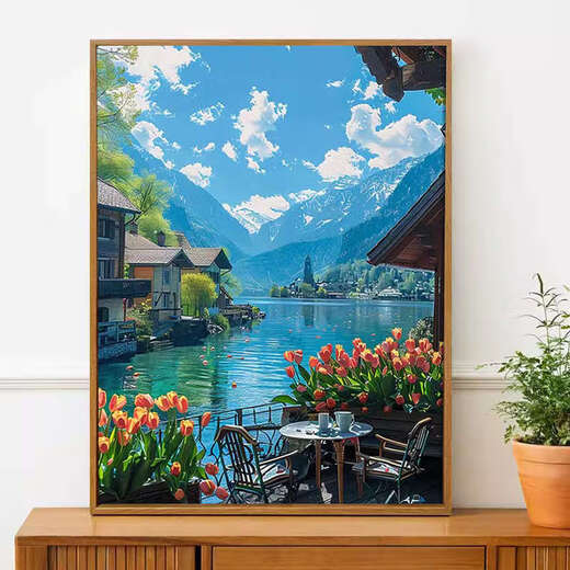 Town Swiss Digital Painting DIY REMPLAGE CADEAU MAIN MAIN MAIN COURTONIER LAND