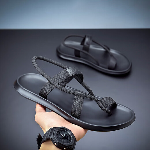 TTPMER sandals for men's Korean style soft sole non-slip casual beach shoes wear green trendy outdoor trendy men's sandals black 9866 38